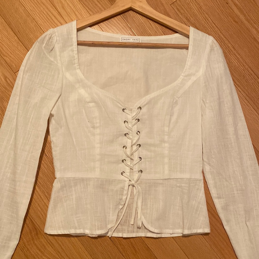Emory Park White Corset Style Blouse